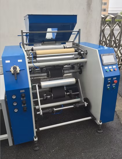 Rebobinador de filme estirável PE POF PVA PVDC Pec Proteção de alta pressão Fio de PVC Máquina de rebobinar filme aderente